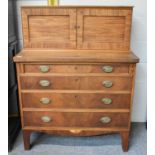 A Mahogany Writing Desk, the two door super structure opening to reveal an assortment of drawers and