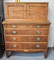 A Mahogany Writing Desk, the two door super structure opening to reveal an assortment of drawers and