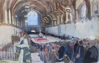 Hubert Andrew Freeth (1912-1986) "The Lying-in-State of Sir Winston Churchill" Signed and dated
