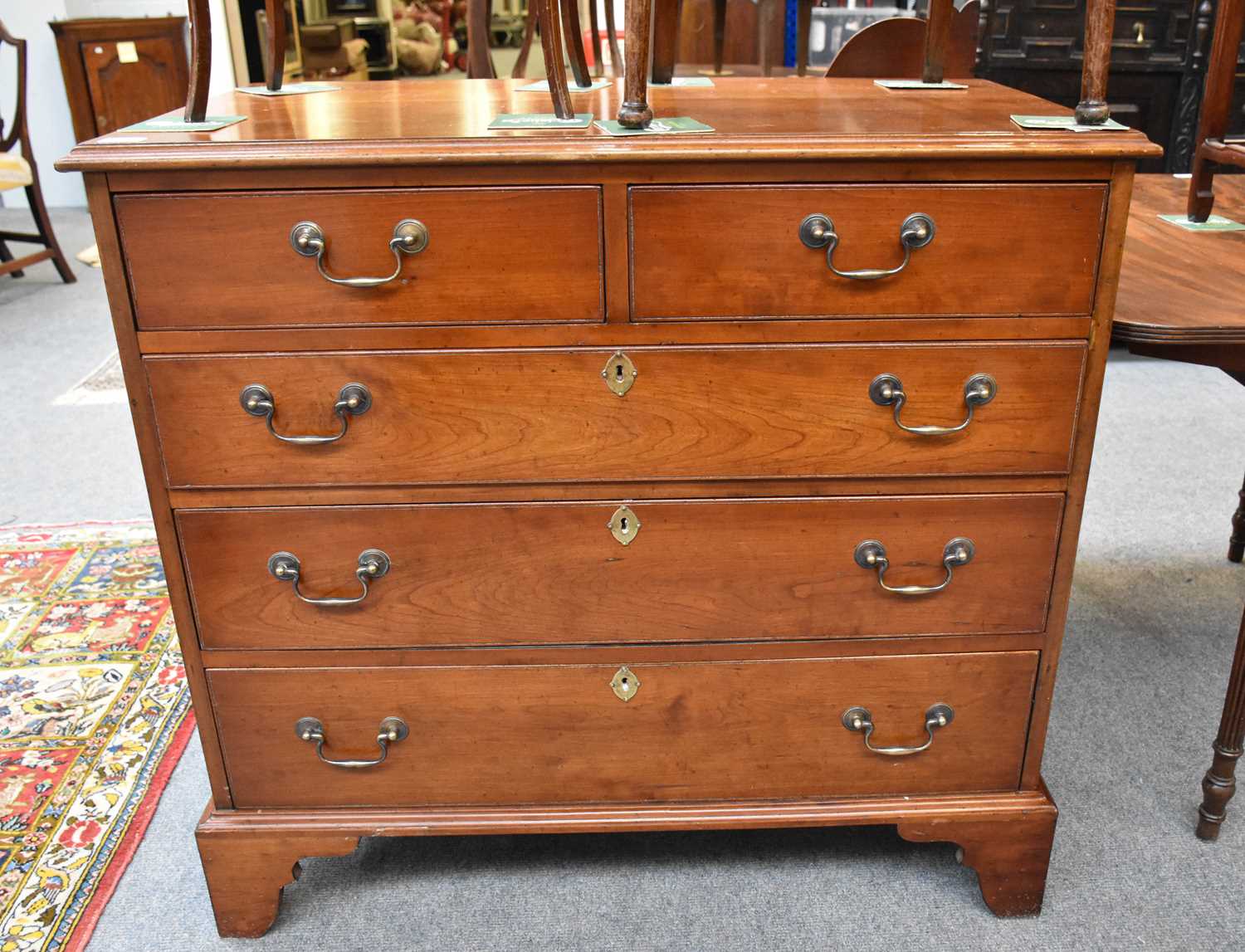 A Georgian Style Fruitwood Chest of Two Short Over Three Long Drawers, gilt metal swan neck handles, - Image 2 of 2