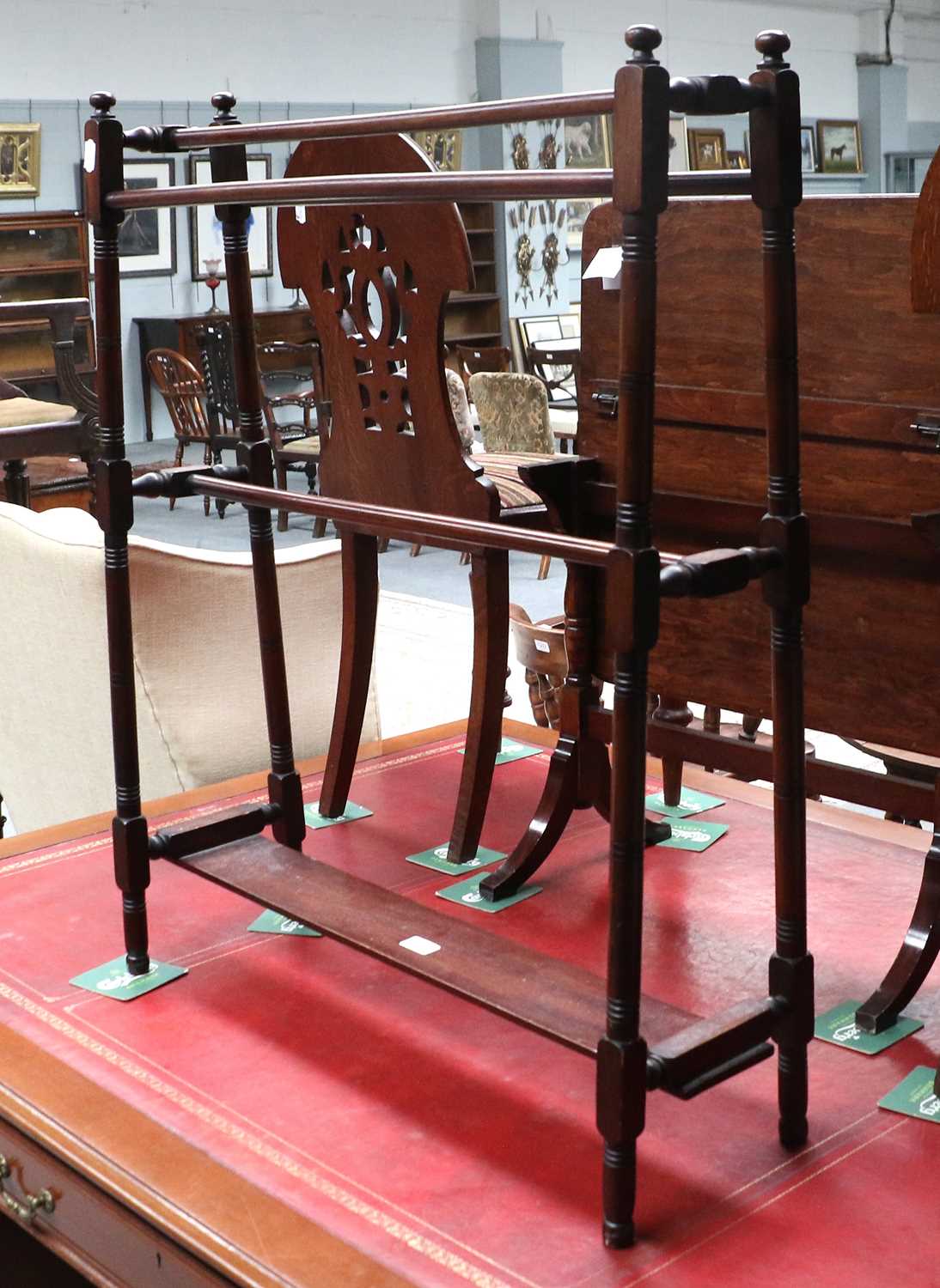 An Edwardian Mahogany Towel Rail, 77cm by 93cm