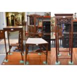 A Chinese Hardwood Plant Stand, 32cm by 92cm, an Edwardian lamp table, and a side chair of similar