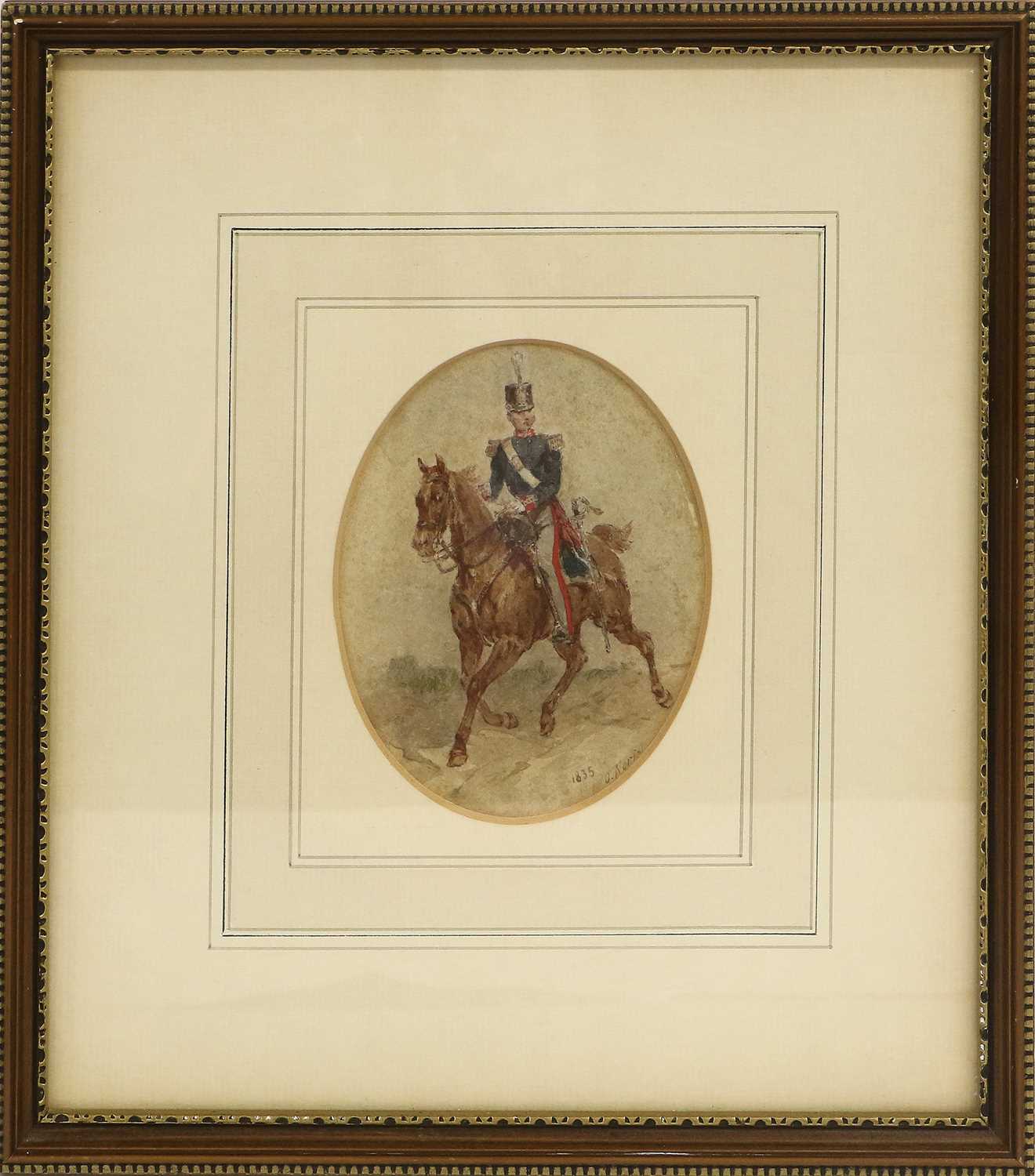 Orlando Norie Portrait Study of a Royal Artillery Officer, circa 1835, mounted on a trotting