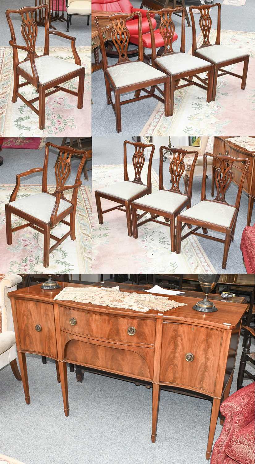 A Set of Eight Mahogany George III Style Dining Chairs, including two carvers, together with A
