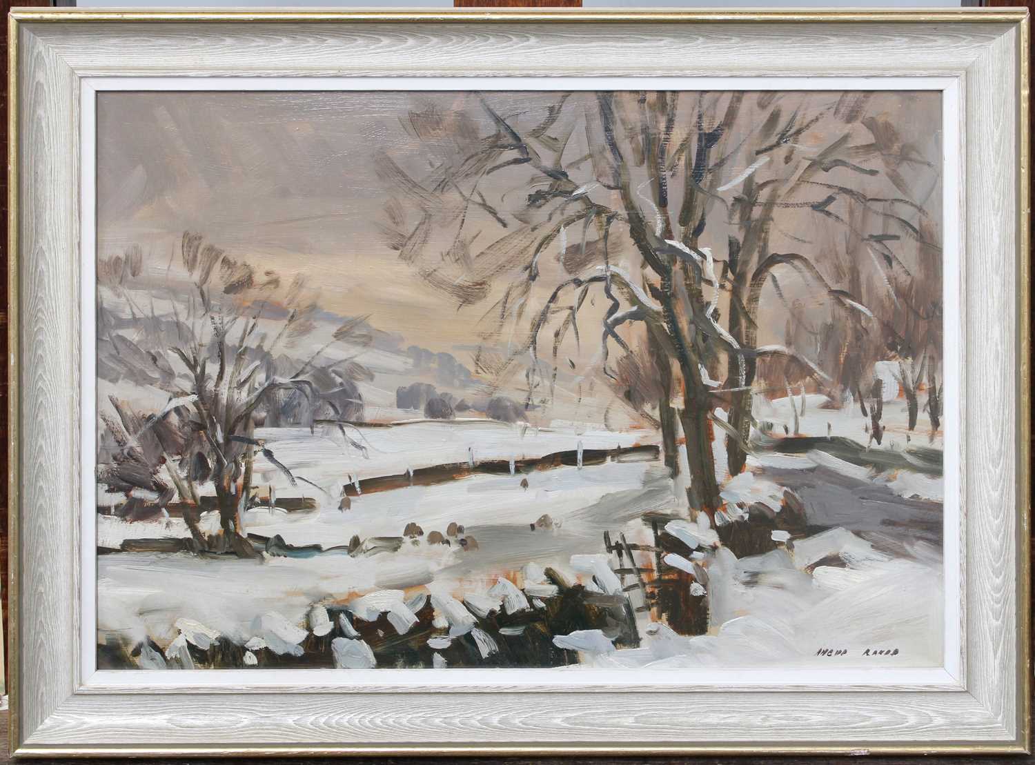 Angus Rands (1922-1985) "January Lansdcape nr Kettewell" Signed, inscribed to artist's label - Image 2 of 2
