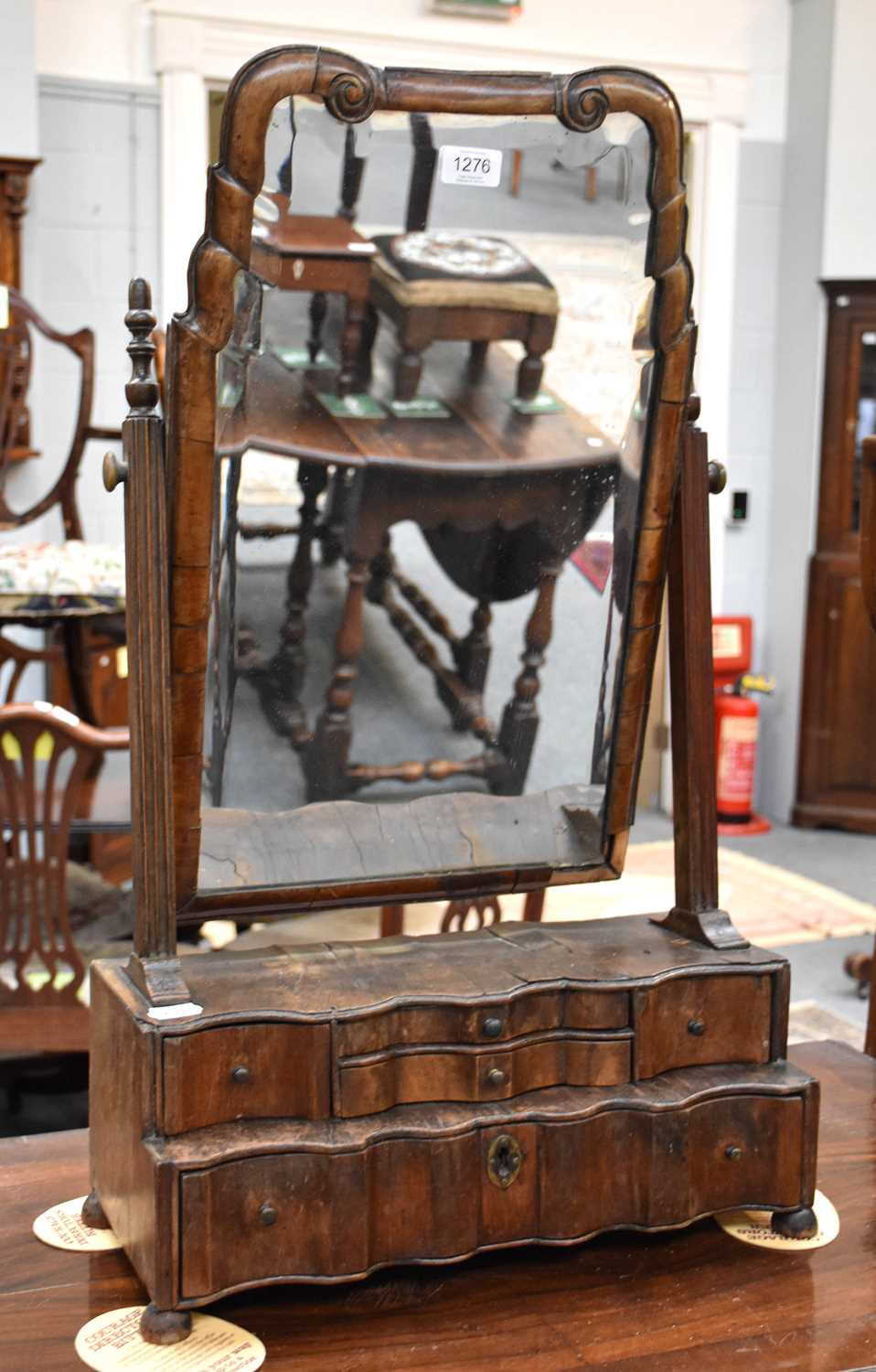 An 18th Century Walnut Dressing Table Mirror, 44cm by 20cm by 75cm