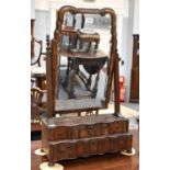 An 18th Century Walnut Dressing Table Mirror, 44cm by 20cm by 75cm