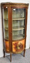 A French Painted and Gilt Metal Mounted Display Cabinet, with marble top, 68cm by 34cm by 148.5cm