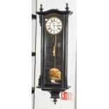 An Ebonised Vienna Type Signel Weight Driven Wall Timepiece, circa 1890, 102cm high with pendulum