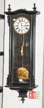 An Ebonised Vienna Type Signel Weight Driven Wall Timepiece, circa 1890, 102cm high with pendulum