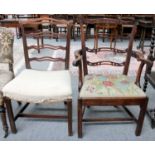 A Georgian Mahogany Ladder Back Side Chair, together with a similar open arm example