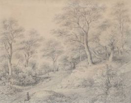 Attributed to George Frost (1734-1821) Study of trees on rising ground Pencil, 18.5cm by 23cm