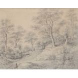 Attributed to George Frost (1734-1821) Study of trees on rising ground Pencil, 18.5cm by 23cm