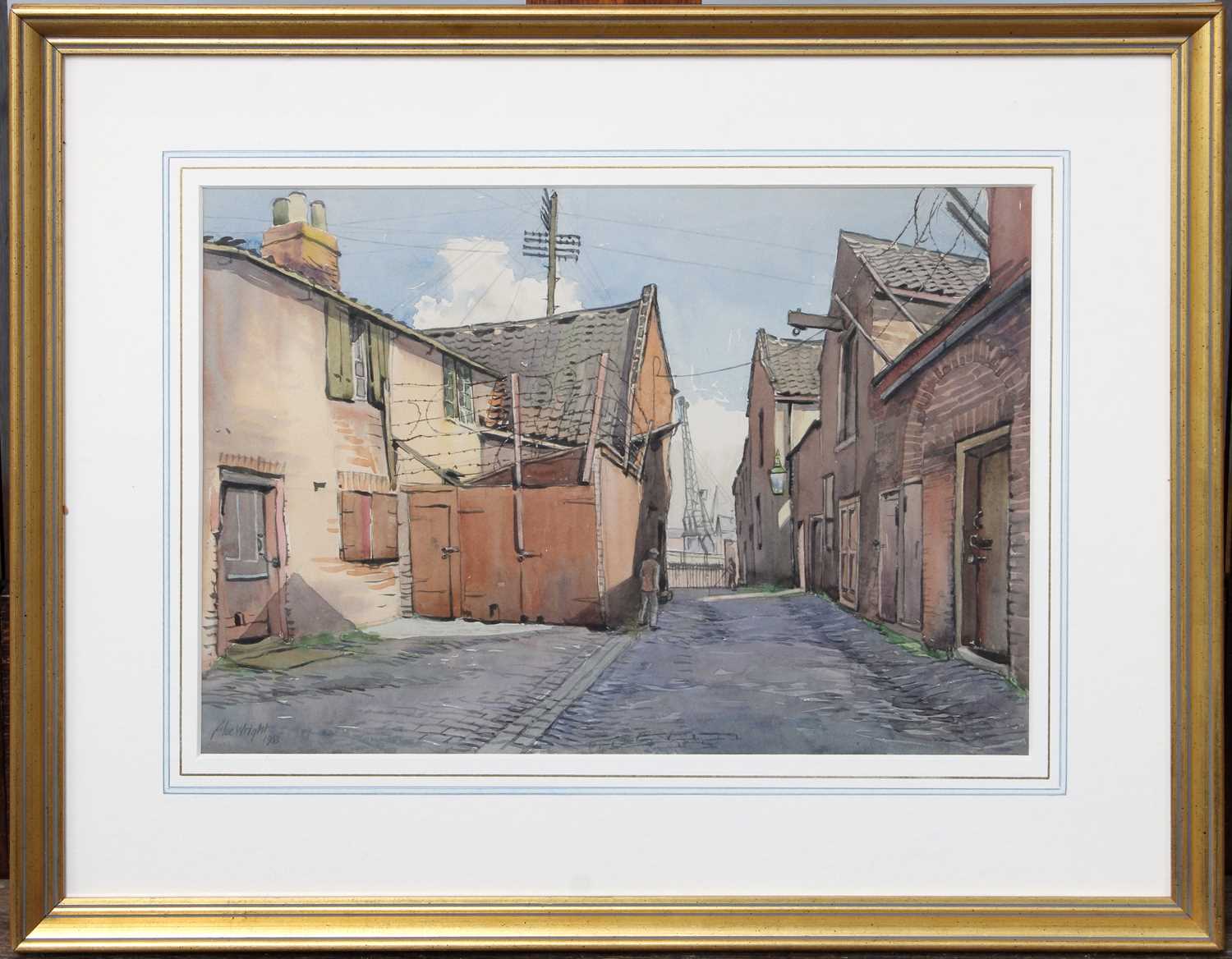 Alec Wright (1900-1981) Street scene with industrial landscape beyond Signed and dated 1953?, - Image 3 of 4