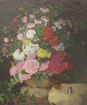 Manner of Jan van Os (1744-1808) Dutch Still life of flowers and butteflies Oil on canvas, 75cm by