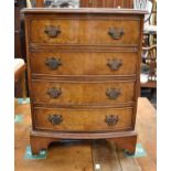 A Pair of Reproduction Burr Walnut Bedside Chests of Drawers, 46cm by 35cm by 60cm