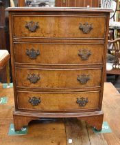 A Pair of Reproduction Burr Walnut Bedside Chests of Drawers, 46cm by 35cm by 60cm