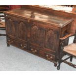 An 18th Century Oak Mule Chest, 140cm by 55cm by 86cm