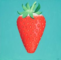 Cloe Vos (Contemporary) Strawberry Signed, acrylic on canvas, together with a further three works by