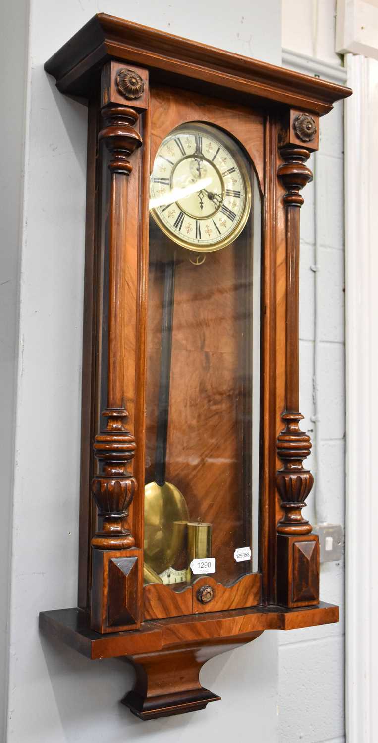 A Vienna Type Double Weight Driven Wall Clock, circa 1890, 99cm high Vienna Type Ebonised surfaces