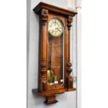 A Vienna Type Double Weight Driven Wall Clock, circa 1890, 99cm high Vienna Type Ebonised surfaces