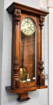 A Vienna Type Double Weight Driven Wall Clock, circa 1890, 99cm high Vienna Type Ebonised surfaces