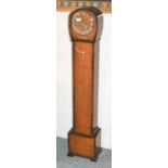 A Smith's Oak Veneered Small Longcase Clock, circular dial, triple train movement, bearing