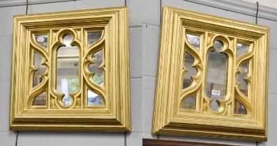 A Pair of Giltwood Gothic Style Mirrors, 51cm square Estimate  - 100-150