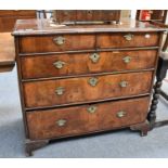 An 18th Century Crossbanded Walnut Four Height Straight Front Chest of Drawers, with moulded top and