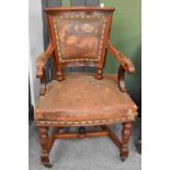 A Late Victorian Walnut Leather Upholstered Library Chair