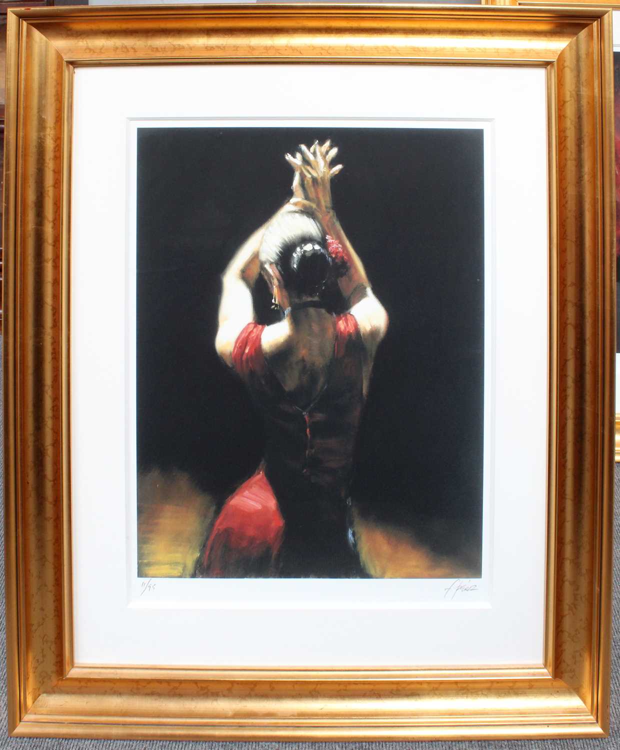 After Fabien Perez (b.1967) Argentinian "Flamenco Dancer" Signed and numbered 11/95, giclee print, - Image 2 of 3