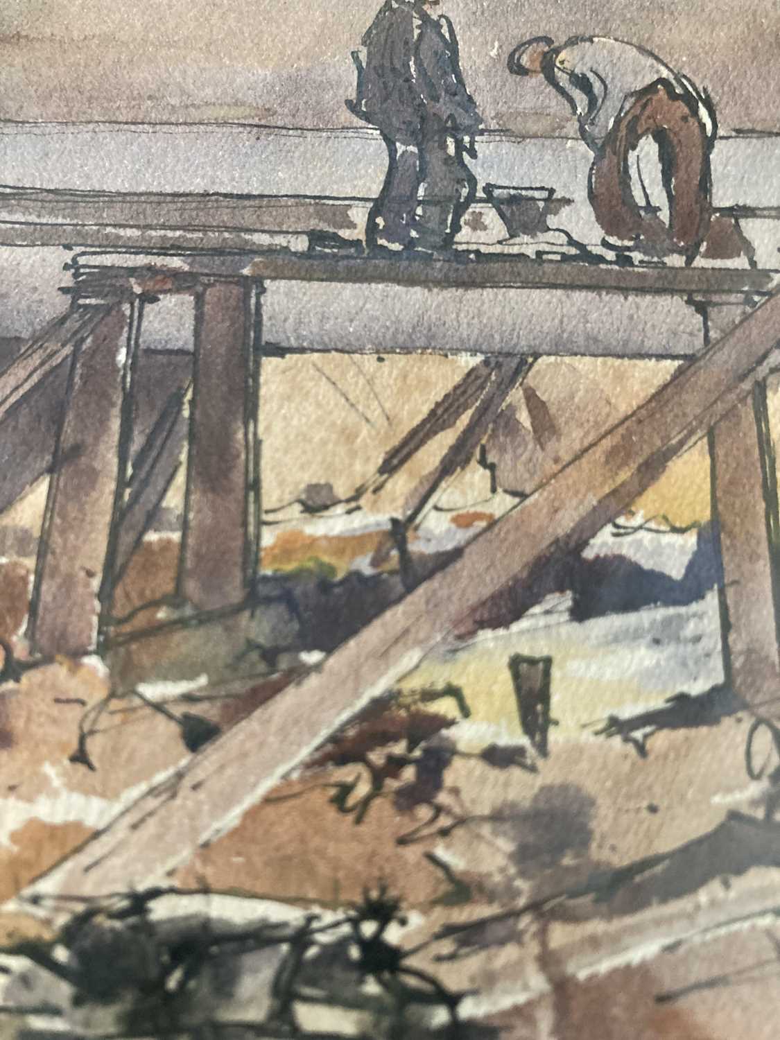 Fred Lawson (1888-1968) At work building a bridge Signed, pen and watercolour, together with a - Image 10 of 15