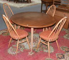 An Ercol Light Elm Drop Leaf Table, 124cm by 112cm by 71cm; together with a set of four matching