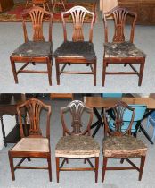 A Pair of George III Hepplewhite Style Mahogany Sheild Back Dining Chairs; together with a set of