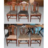 A Pair of George III Hepplewhite Style Mahogany Sheild Back Dining Chairs; together with a set of