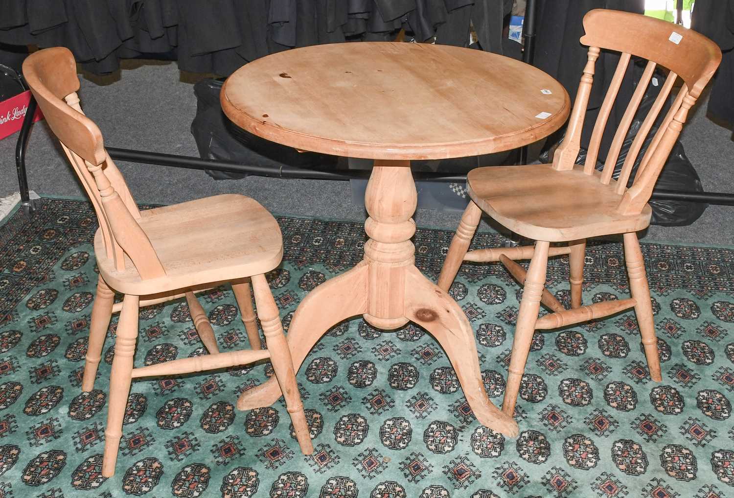 A Group of Pine Furniture Comprising, a pine country kitchen breakfast table; together with two - Image 3 of 5