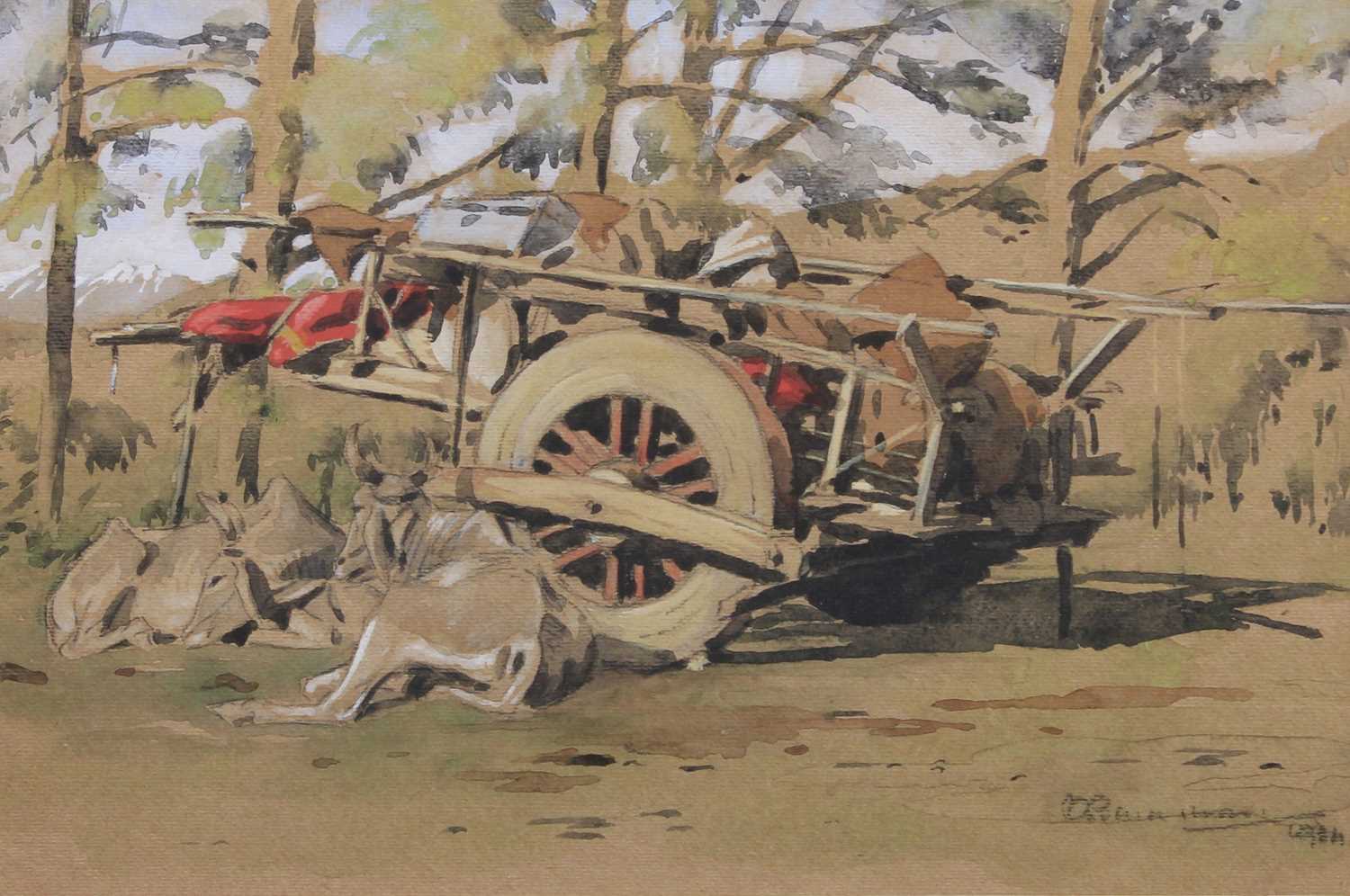 Indo-British School (20th Century) Indian cattle at rest Indistinctly signed, watercolour, 22cm by