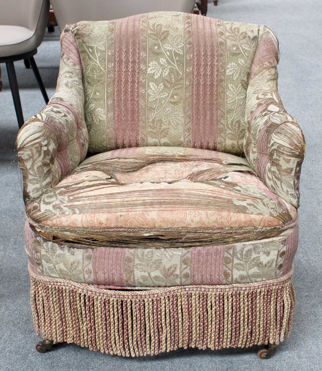 A Victorian Armchair, on mahogany frame