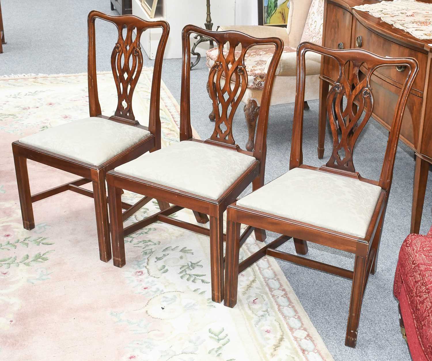 A Set of Eight Mahogany George III Style Dining Chairs, including two carvers, together with A - Image 6 of 6