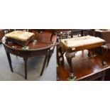 A 19th Century Mahogany Footstool, with ball and claw feet, another decorated with blind fretwork