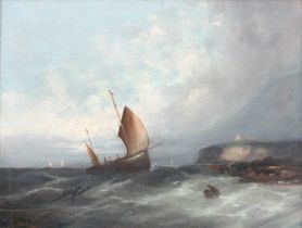 British School (Later 19th Century) Shipping in choppy waters, probably off Whitby Indistinctly