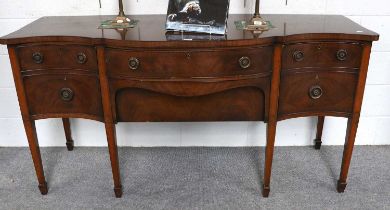 A George III Style Mahogany Serpentine Sideboard, 180cm by 67cm by 92cm