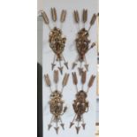 A Set of Four Gilt Arrow Motif Twin Light Wall Sconces, 90cm