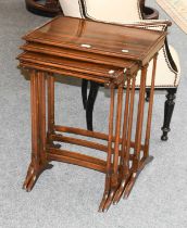 A Set of Mahogany Quartetto Tables, largest 56cm by 38cm by 71cm