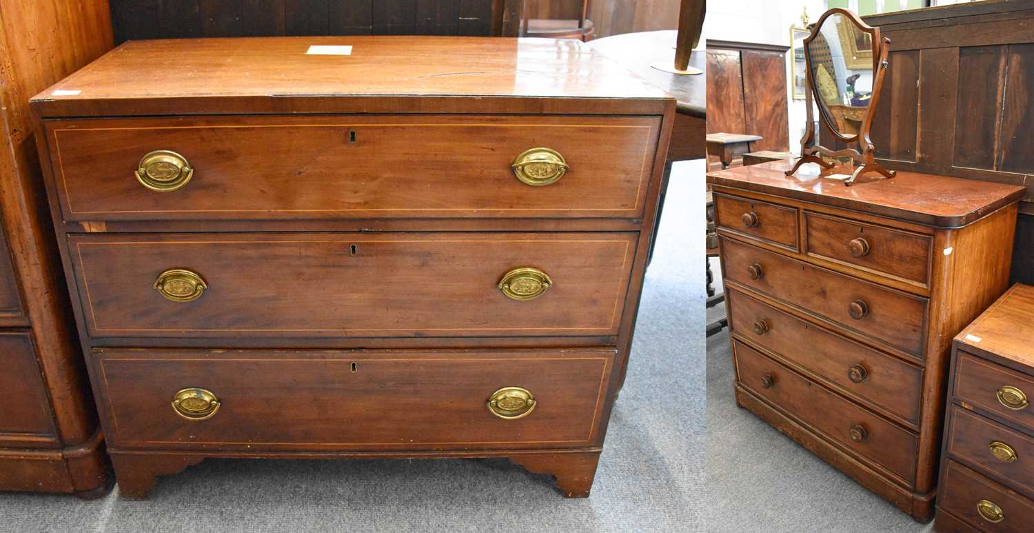 A Victorian Mahogany Four Height Straight Front Chest of Drawers, 111cm by 50cm by 111cm; together