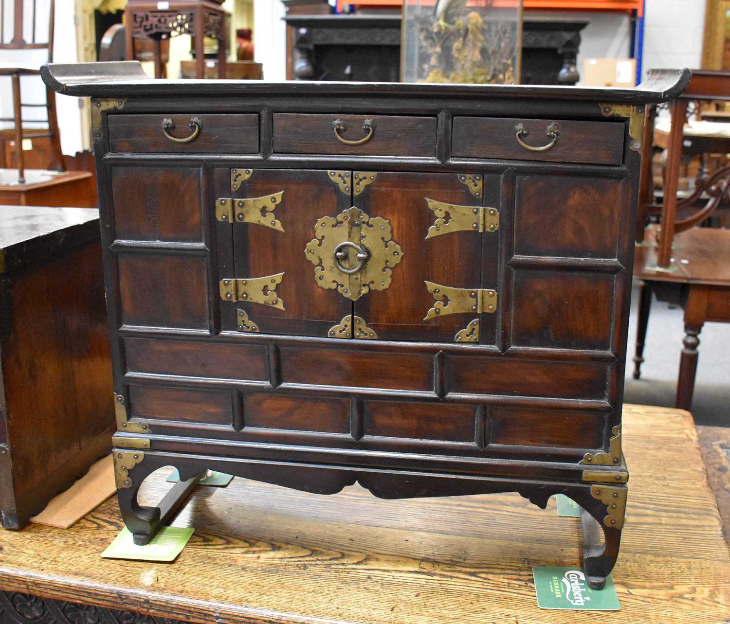 A Japanese Elm Table Top Cabinet, 68cm by 25cm by 59cm