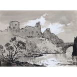 Robert Leslie Howey (1900-1981) Barnard Castle Signed, monochromatic mixed media, 12cm by 16.5cm