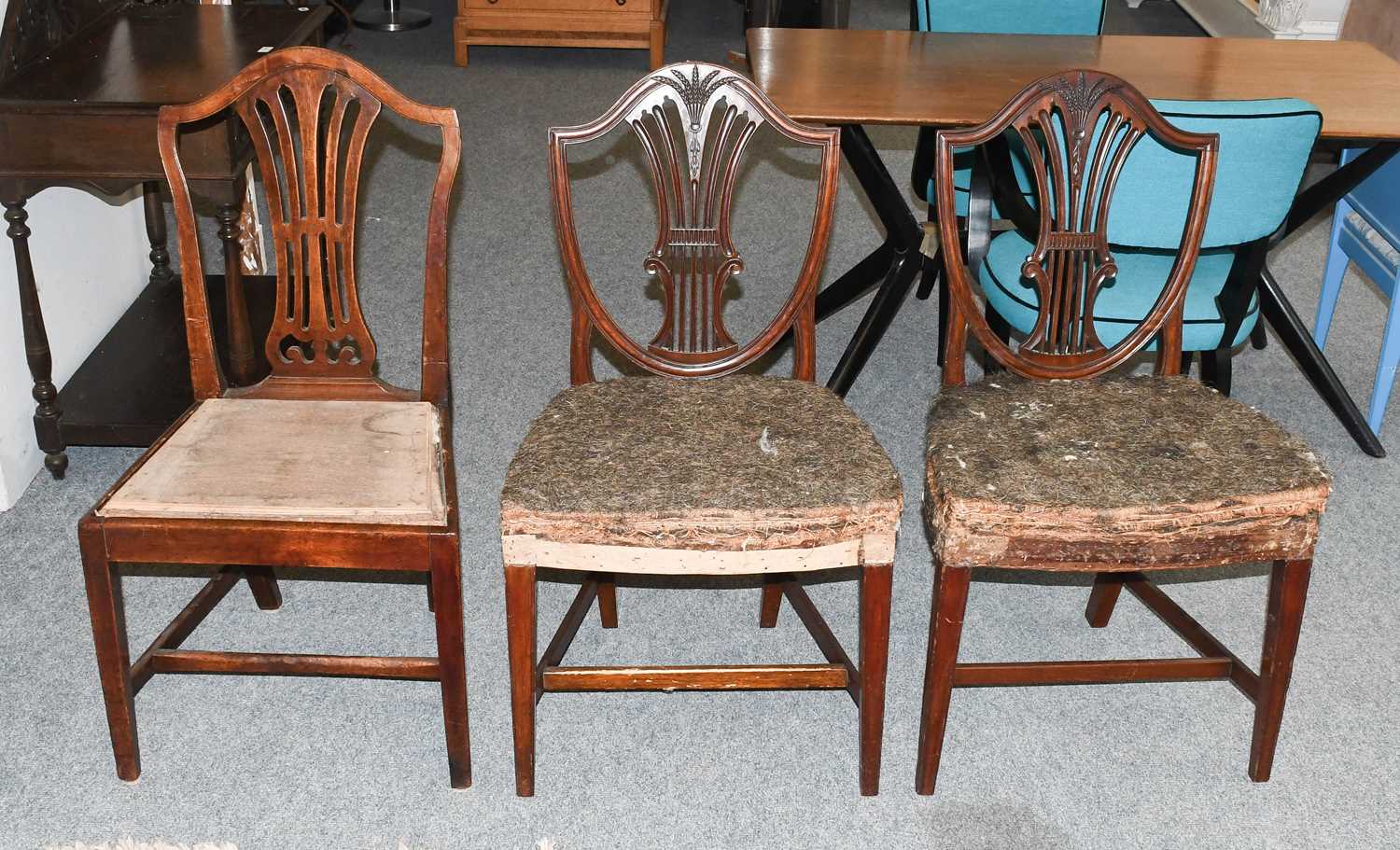 A Pair of George III Hepplewhite Style Mahogany Sheild Back Dining Chairs; together with a set of - Image 2 of 3