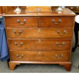 A Georgian Style Fruitwood Chest of Two Short Over Three Long Drawers, gilt metal swan neck handles,