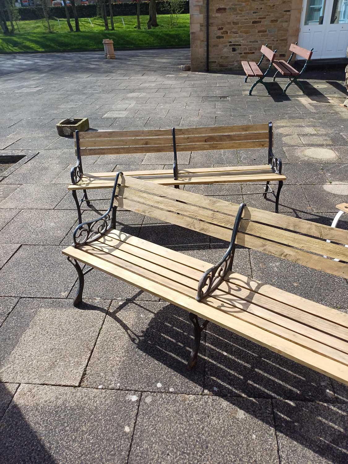 Pair of Slatted Garden Benches, 175cm (each)